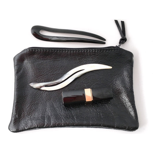 Leather Zip Purse - Black