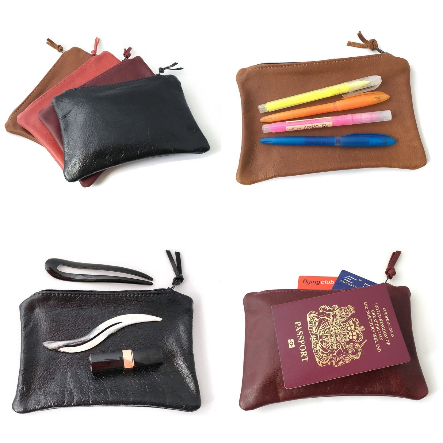 Leather Zip Purse - Oxblood Red