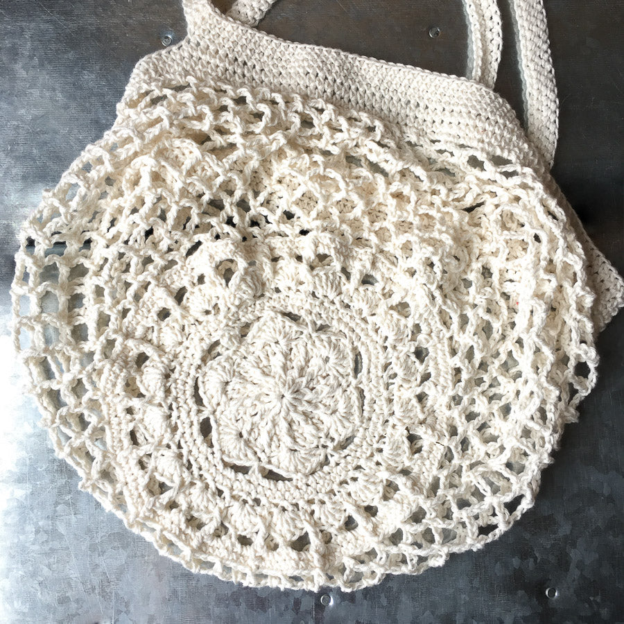 Hand Crochet Cotton Market Bag - Creamy White