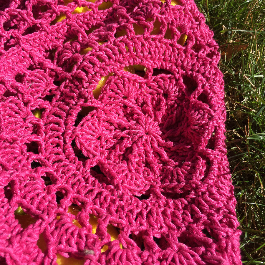 Hand Crochet Cotton Market Bag - Pink