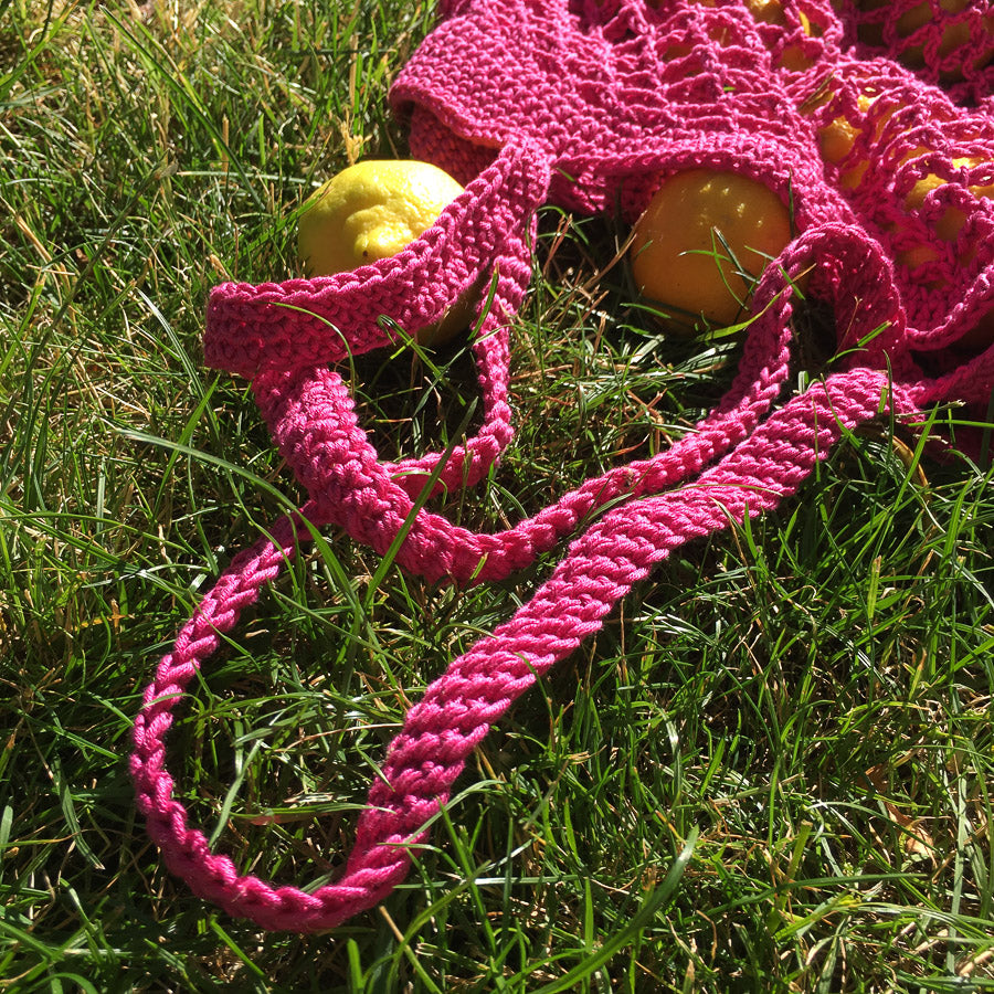 Hand Crochet Cotton Market Bag - Pink
