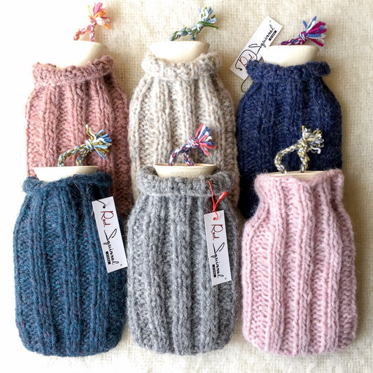 Mini Hot Water Bottle & Cover Dark Blue