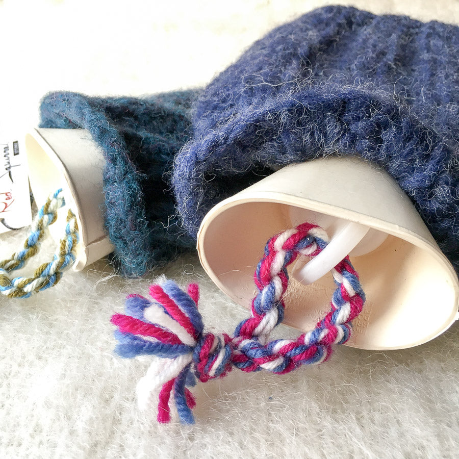 Mini Hot Water Bottle & Cover Dark Blue