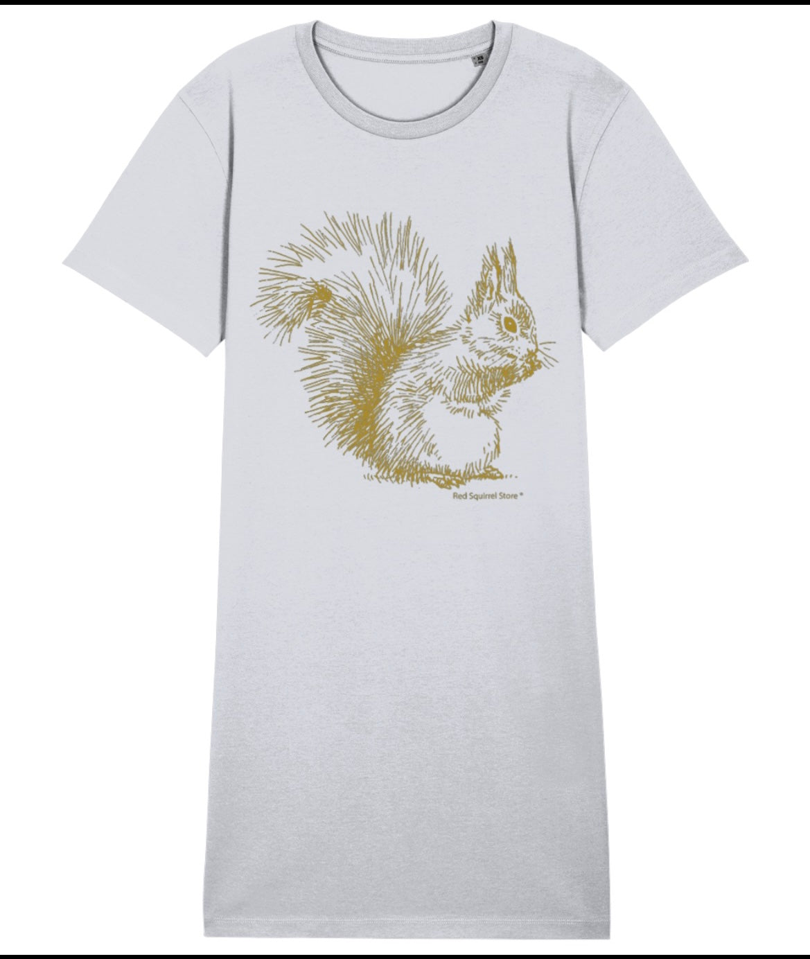 Organic T-shirt Dress Grey Marl with Golden Squirrel