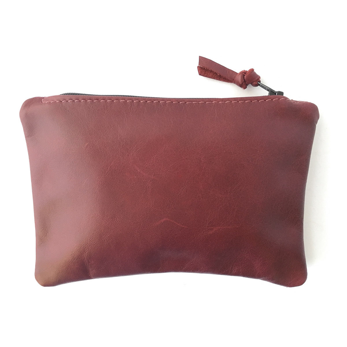 Leather Zip Purse - Oxblood Red
