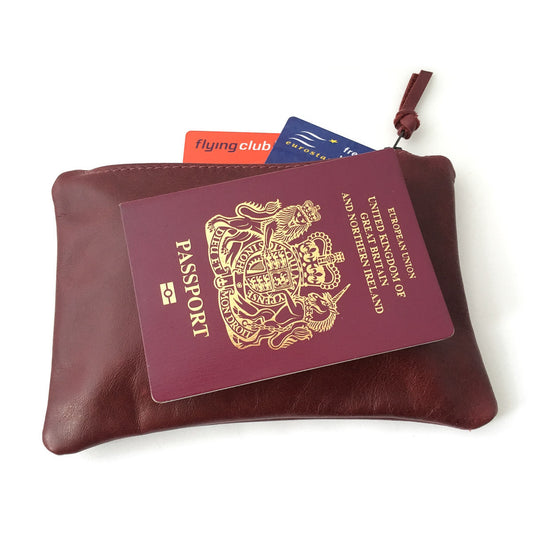 Leather Zip Purse - Oxblood Red