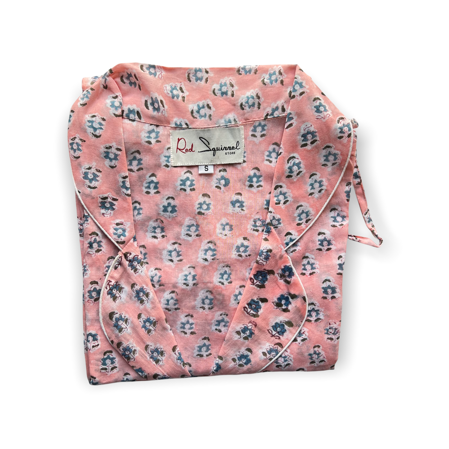 Block Print Pyjamas - Delicate Floral Shell Pink