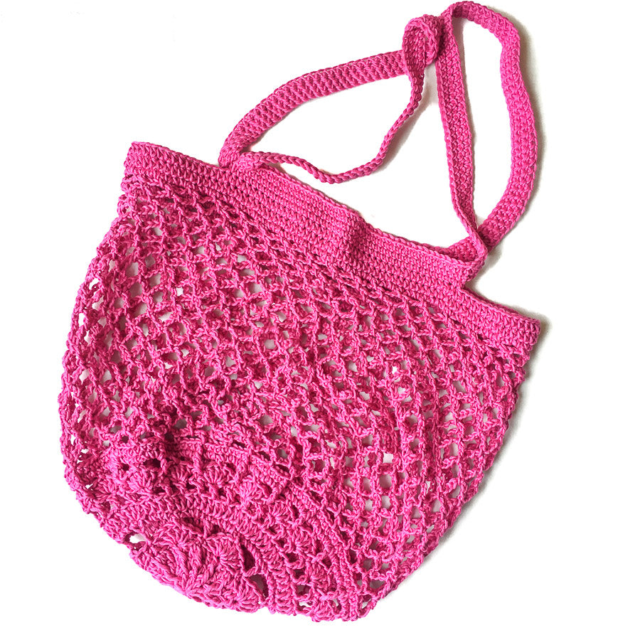 Hand Crochet Cotton Market Bag - Pink