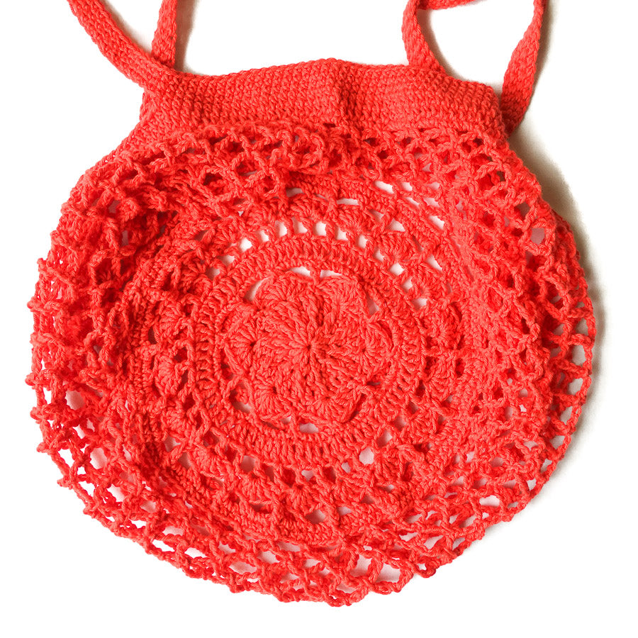 Hand Crochet Cotton Market Bag - Red