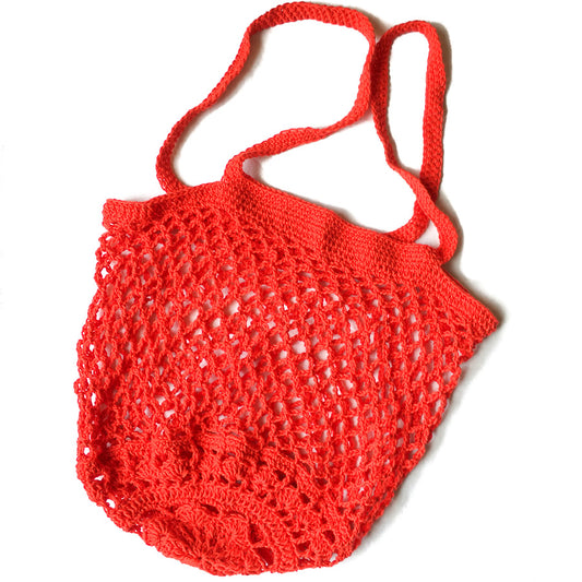 Hand Crochet Cotton Market Bag - Red