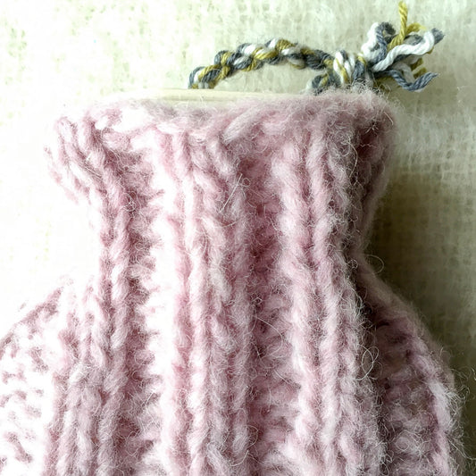 Mini Hot Water Bottle & Cover Soft Pink